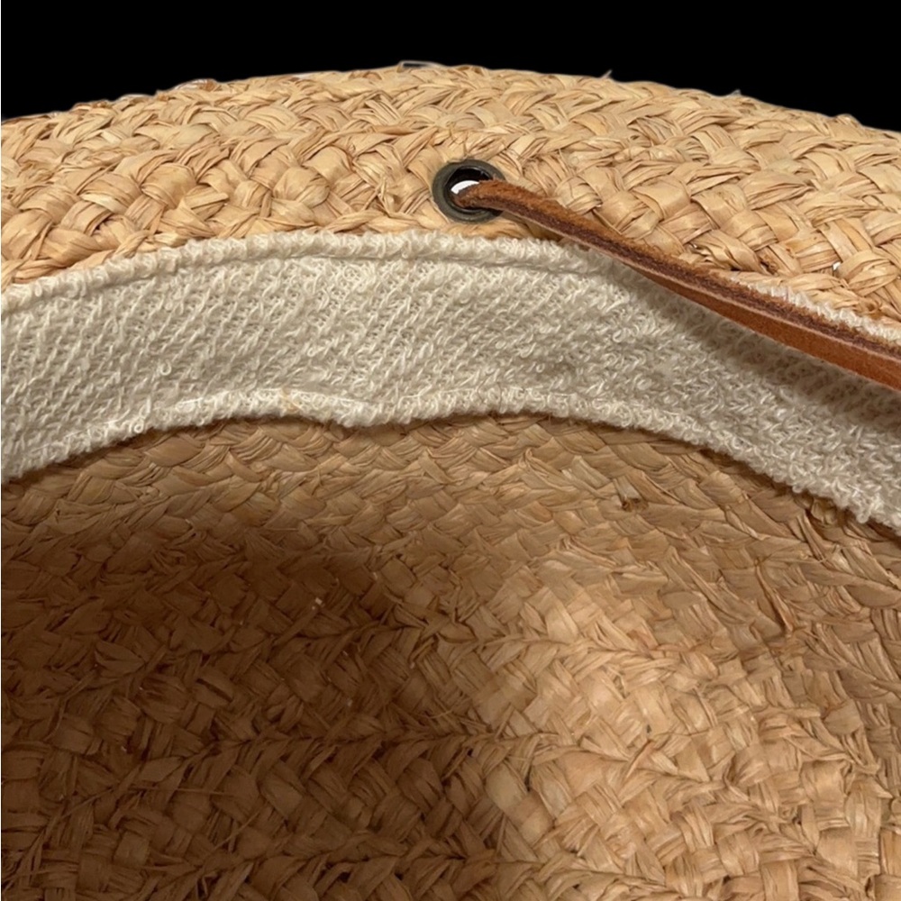 SCALA Raffia Braided Up-Brim Hat with Leather Chin Cord Size Medium - Picture 9 of 12